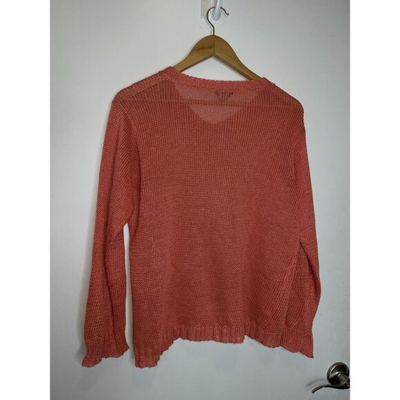 Max Mara Weekend Linen Womens V-Neck Knit Sweater S Coral Size S Small - Picture 6 of 10